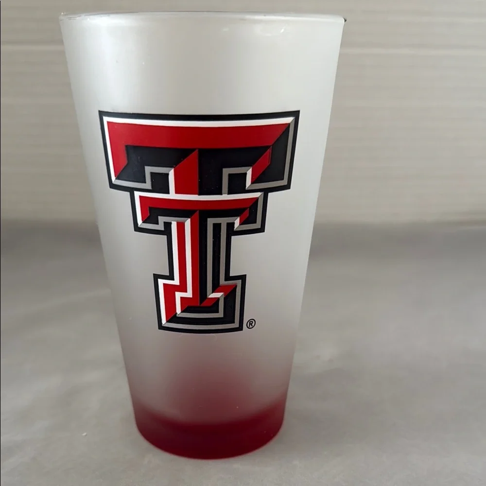 Texas Tech “Red Raiders” Frosted 16oz Pint Glass Double T Red & Black Logo USA